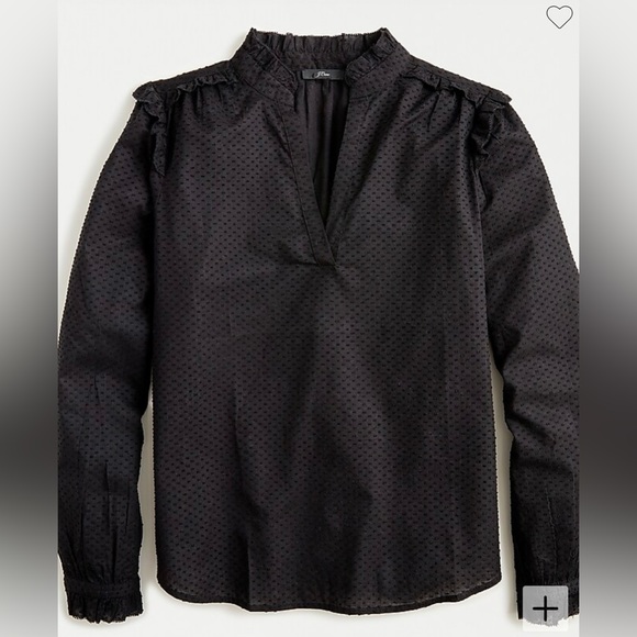 J. Crew Ruffle-trim V-neck popover in clip dot M - Picture 1 of 6